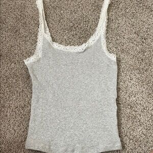 Divided Gray Camisole with Lace Trim